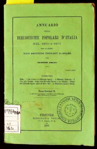 Book Cover: ANNUARIO DELLE BIBLIOTECHE POPOLARI D'ITALIA NEL 1870 E 1871